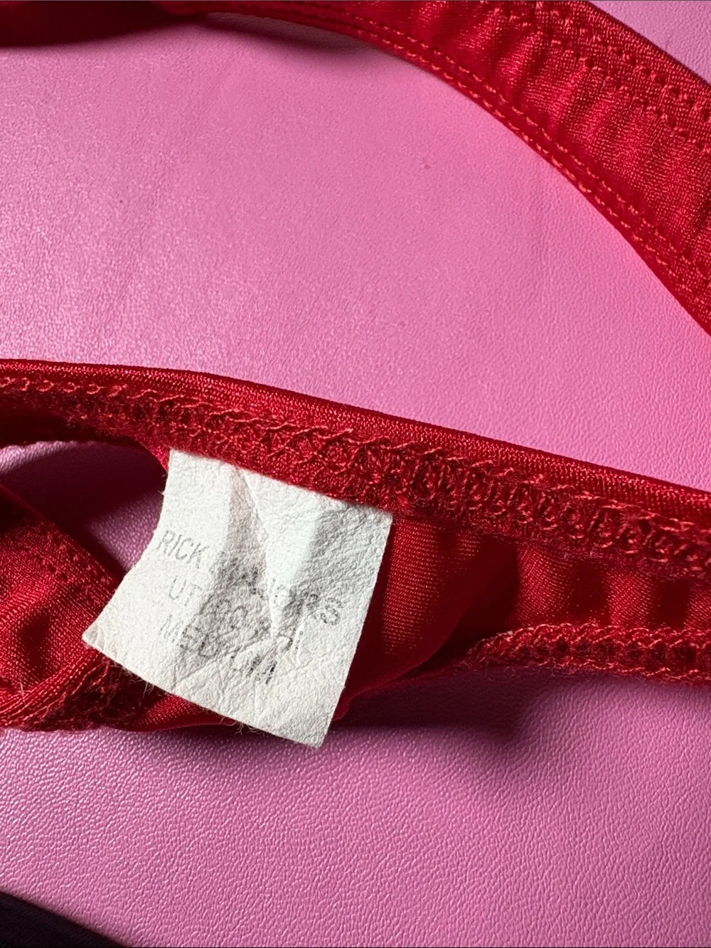 Lace Front Pouch Thong - Red & Black